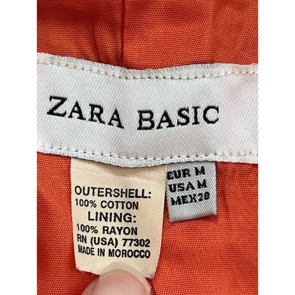 Zara Basic Women's Orange 3/4 Sleeve Button Front Swing Jacket Coat Size Medium - Picture 6 of 11